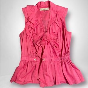 Trina Turk Sleeveless Ruffled Blouse Pink Women’s Size Small